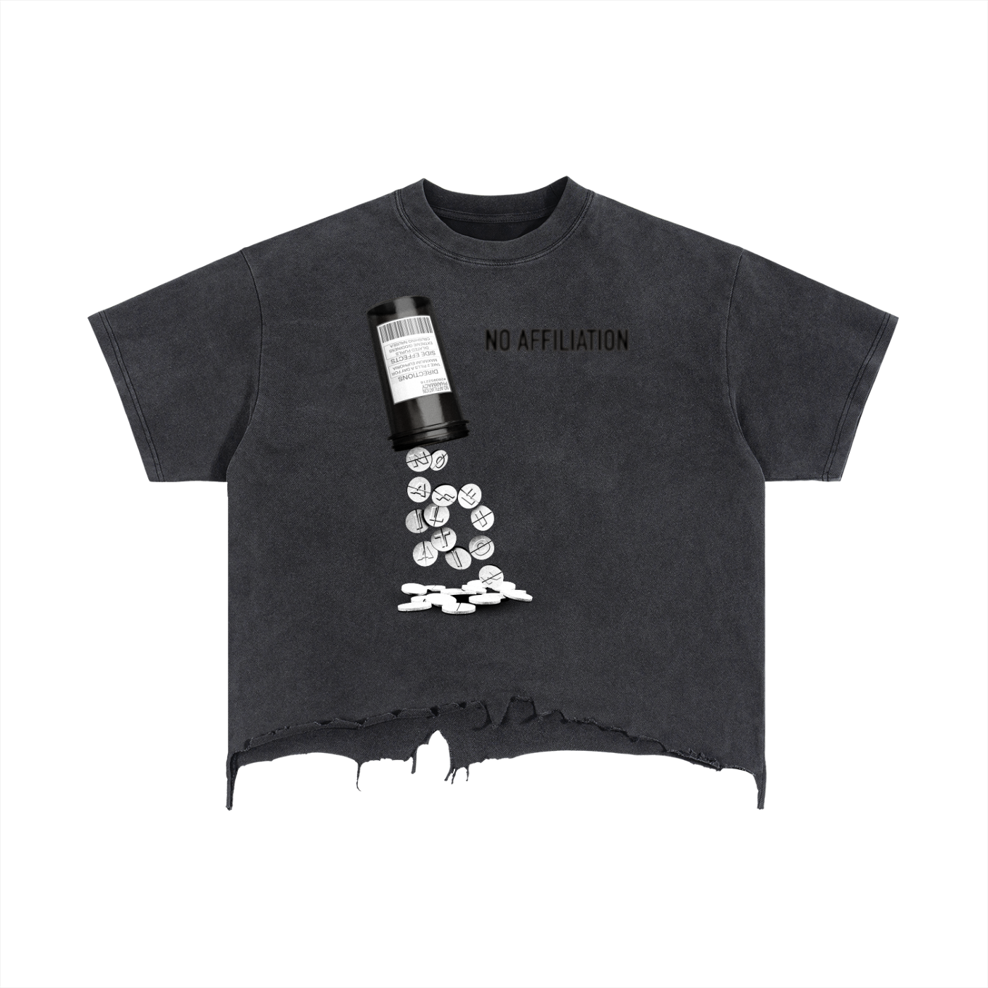 Dark Pharmacy Print - Washed Boxy Distressed Tee